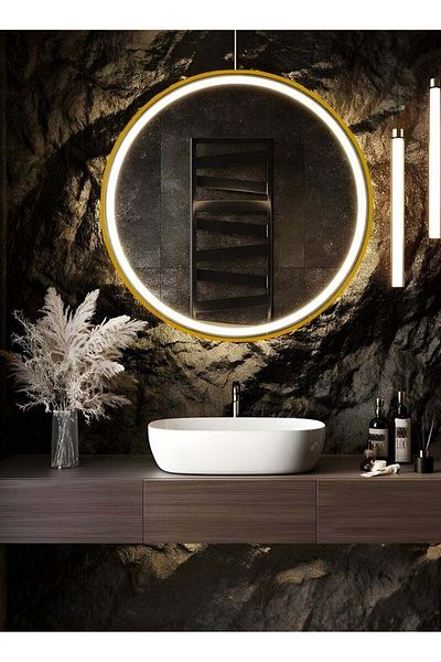 Taimi Elegant Mirror with Gold Aluminum Frame and Touch LED Front Light, FOR Makeup,Bath room 50cm