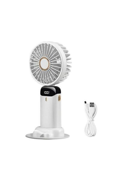 OEM Ventilator ultraportabil, 3 în 1, portabil, de birou, pentru gât, 5 niveluri de viteză, pliabil, cu ecran LCD, alb