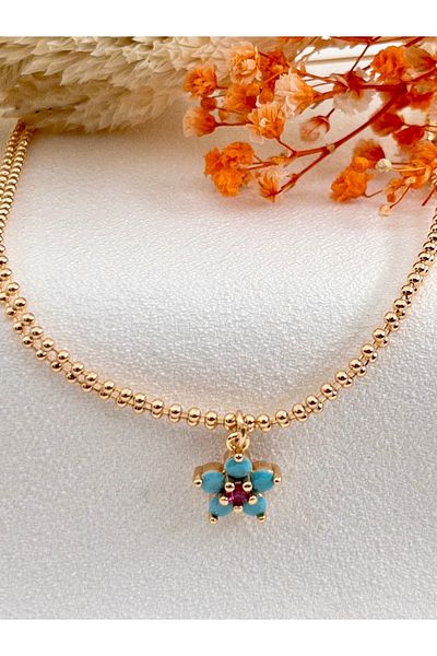 Siya Silver Special Series Dorika Chain Hanging Flower Model Steel Anklet