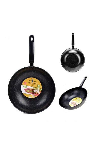 wei Wok Pan 28 cm Cast Iron, Ergonomic Handle, MS STAR