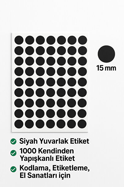 Kalite Barkod Okrugla etiketa 15 mm crna 1890 komada etiketa - Kvalitetan barkod