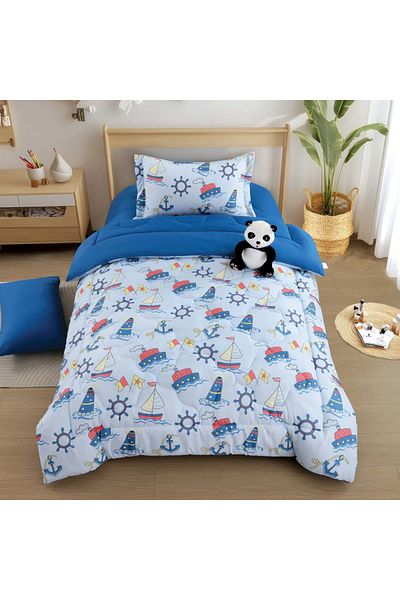 Alhabib bedding Timon Summer Single and a Half Baby Bedspread Sky Blue Multi-Print 5 Pieces