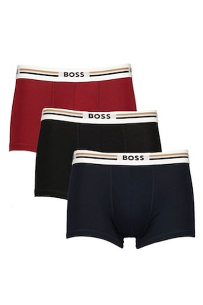 BOSS , Set de boxeri cu logo - 3 perechi, Visiniu, Negru, Albastru ultramarin, L