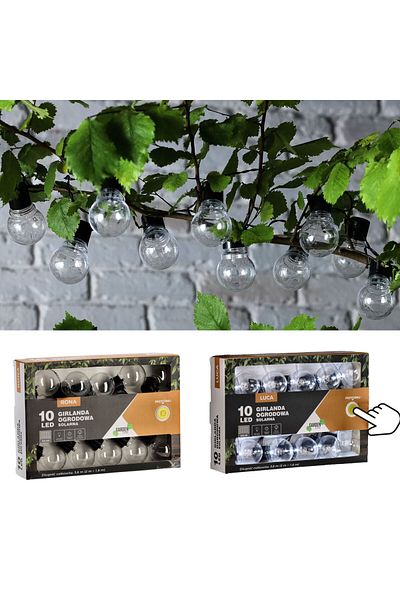 SERSIMO Ghirlanda luminoasa, LED, model Luca, 10 becuri, 380cm, incarcare solara, alb rece