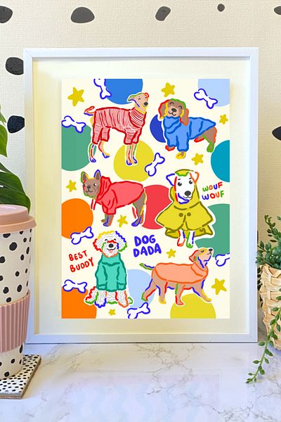 Hello Melody Design Print "Dog Dad" from the Print Collection - White Framed
