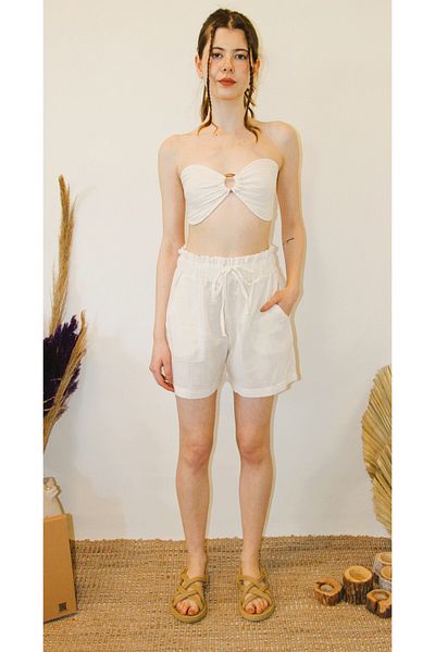 ARİNNASİDE Lace-Up Comfortable Muslin Shorts
