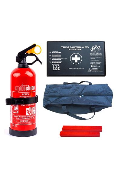motor starter Kit siguranta auto omologat R.A.R. - Stingator P1, Trusa Medicala, Geanta, Triunghiuri