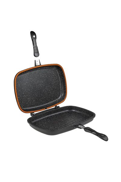 PLATINUM COLLECTION Double Grill Pan Platinum Collection, 36 cm, Non-Stick Marble, Black