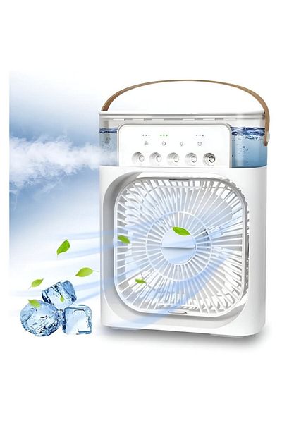 Aurov Mini ventilator portabil 3-în-1 Aurov®, răcitor de aer, umidificator și purificator, iluminare RGB cu 7 moduri, 60