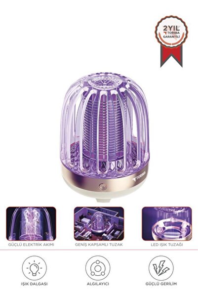 Torima Elektrikli Sinek Öldürücü Şarjlı Uv Işıklı Lamba Sivrisinek Kovucu Sineksavar SSK10 Krem