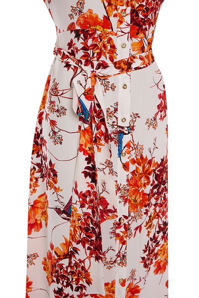 Eight Fashion Rochie de damă cu mâneci scurte lungi cu modele multicolore din viscoză