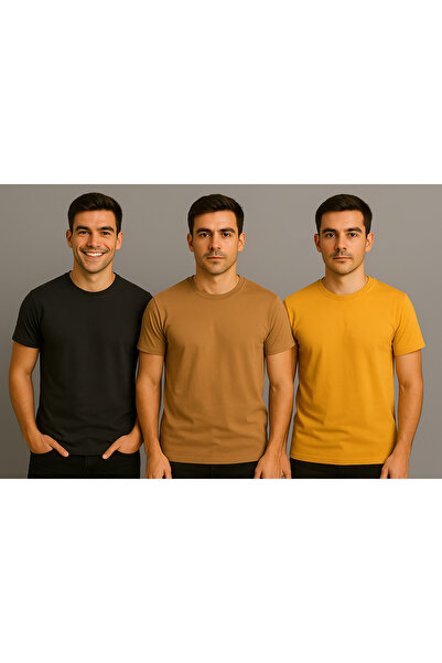 UOMOPARK Complement de stil casual: Combinație de 3 tricouri din bumbac pieptănat moale