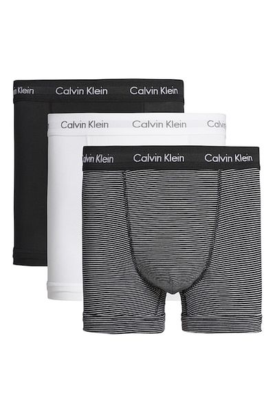 Calvin Klein Set de boxeri cu logo - 3 perechi, Negru, Alb optic, L