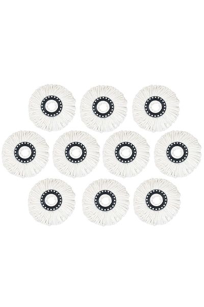 Retoo Set 10 rezerve pentru mop rotativ, Microfibra, Alb, 16 cm