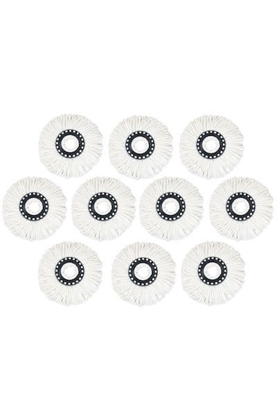 Retoo Set 10 rezerve pentru mop rotativ, Microfibra, Alb, 16 cm