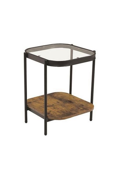 private house Set of 2 single-serve tables with a glass top and honey-colored wood