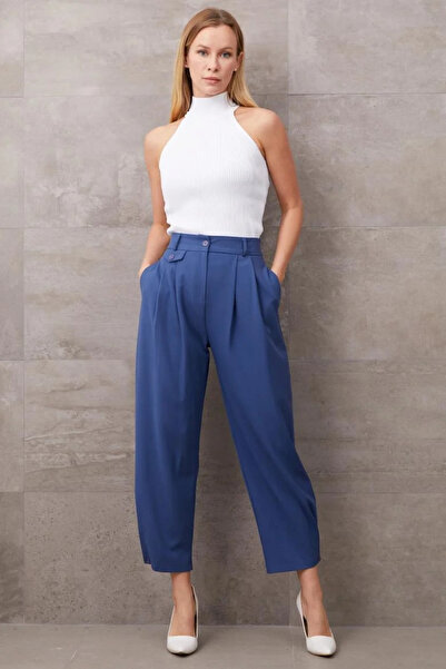 karpuzbutiks Штани з високою талією та ґудзиками на штанинах