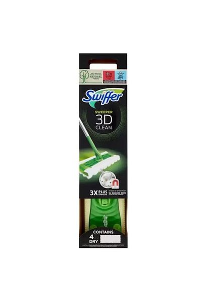 Swiffer Set Mop Sweeper 3D Clean, 4 Dry Refills + 2 Wet Refills