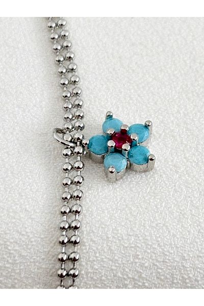 Siya Silver Special Series Dorika Chain Hanging Flower Model Steel Anklet