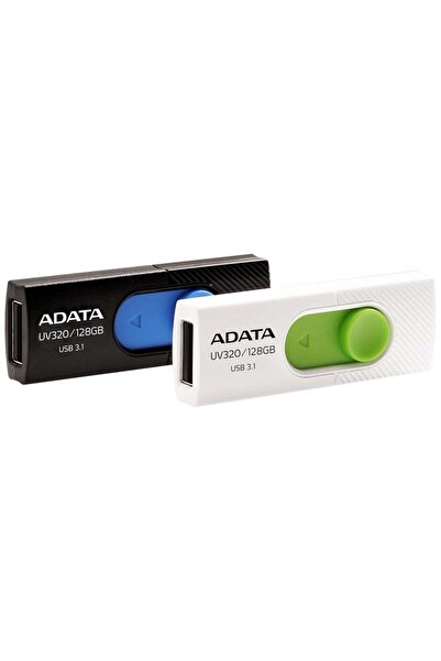 Adata UV320 USB Stick, 64G, USB 3.1, Sliding Design, White/Green
