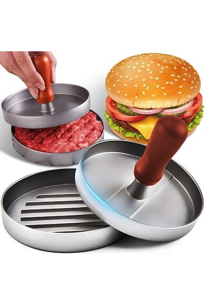 Retoo Hamburger Press HomeSmart, Manual, Aluminium, Non-Stick, Ergonomic Handle, Diameter 11.5 cm, E