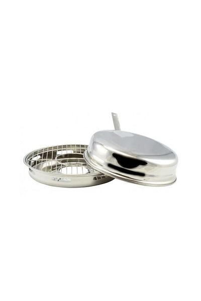 OEM Grill pan with lid and handle, stainless steel, for stove, 32.50 x 13.50 cm, Grunberg JN866