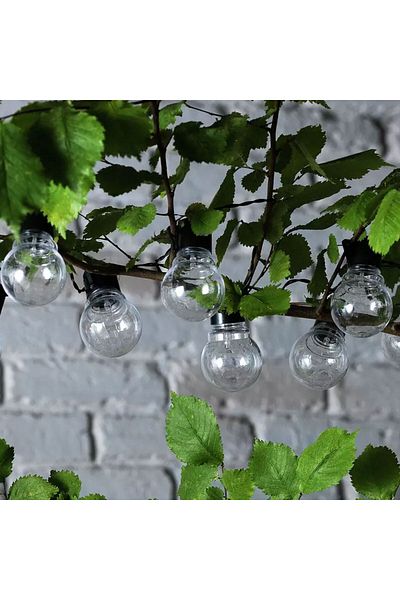 SERSIMO Ghirlanda Luminoasa, Led, Model Rona, 10 Becuri, 380cm, Incarcare Solara, Lumina Alb Cald