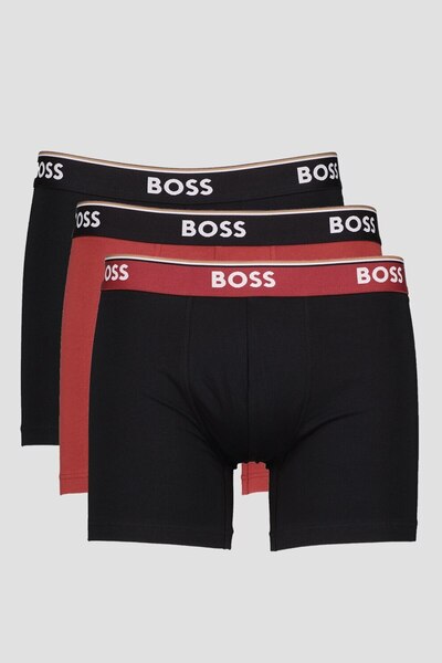 BOSS , Set of boxers with logo band at the waist - 3 pairs, Burgundy, Black, M