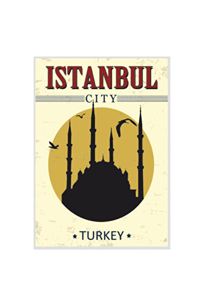 Komut Ξύλινη ρετρό αφίσα με θέμα την Τουρκία και την σιλουέτα της Κωνσταντινο...