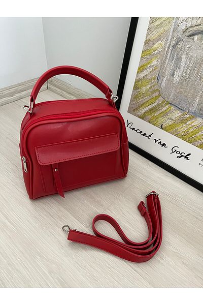 ESNEVA Women's Red Color Zippered Stylish Design Adjustable Strap Multi-Pocket Hand, Arm and Shoulder Bag