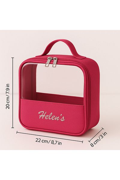 Pazar Kapısı Pvc Transparent Travel Makeup Cosmetic Bag Pink