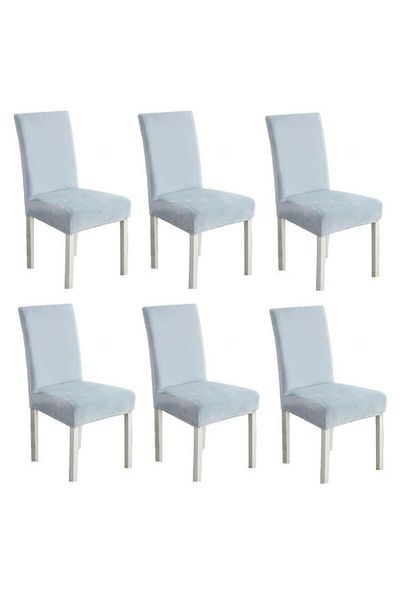 OEM Set 6 huse elastice universale pentru scaun din catifea, model universal, MS STAR, Blue Ice