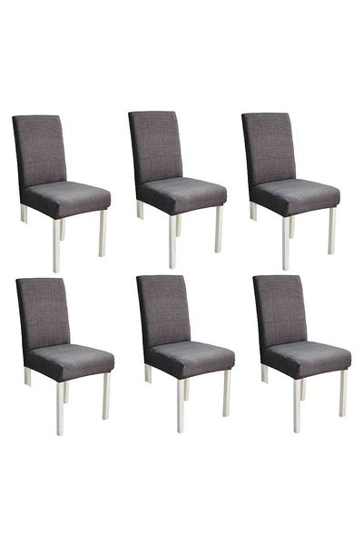 OEM Set 6 huse universale pentru scaune, poliester-spandex, imprimeu elegant, MS STAR, gri închis