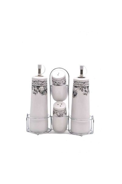 wei Set oliviera 4 piese din ceramica cu suport metalic, 22x20x5 cm