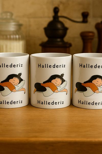 çokaş Pack of 3 Motivational Text Printed Porcelain Mug
