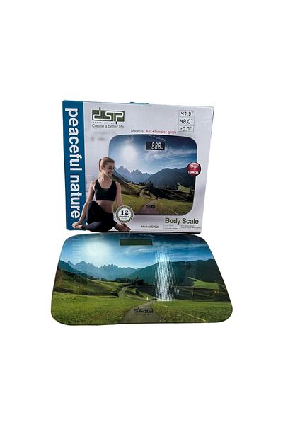 DSP digital body scale, capacity 180 kg, LCD display, tempered glass, size 33.7x30x2cm