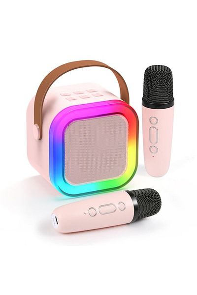 OEM Microfon karaoke pentru copii, 2 microfoane wireless, portabil cu schimbare de voce și lumini LED, Pi