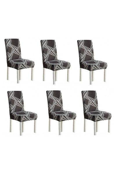 OEM Set 6 huse universale pentru scaune, model elegant din poliester, MS STAR, gri multicolor
