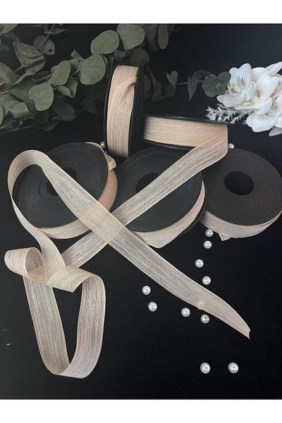 Rima Tasarım Ecru Nopeli Linen Ribbon 2 cm X 20 m – Dowry, Bundle, Gift, Wedding and Decoration Ribbon