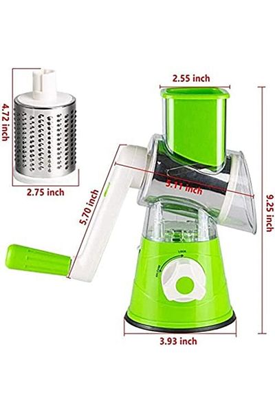 genric 3-in-1 Rotating Cylinder Manual Cheese Grater for Easily and Safely Shredding Cheese, Vegetables, and Nuts