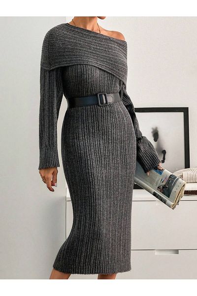 hidafashion Madonna Collar Yumoş Knitwear Dress