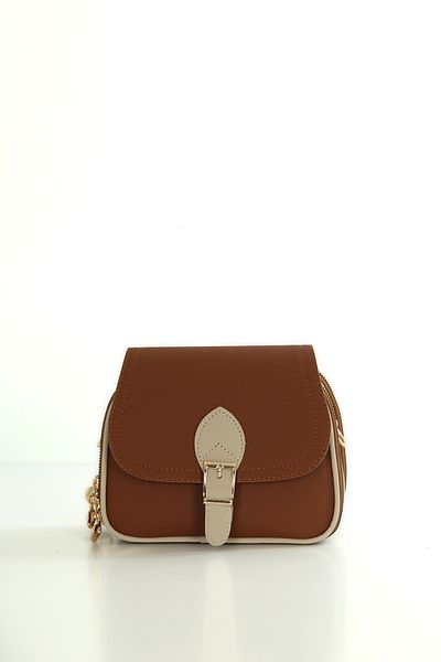 byFOX Fashion Mini Size Cover Detailed Three-Compartment Lcst Leather Look Crossbody Bag Width: 20cm Length: 16cm Bottom: 8cm