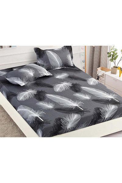 Dormy Set Cearsaf de pat cu elastic si 2 fete de perna, Dormy, Ferra, 90x200cm, Finet