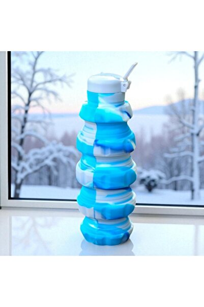 Kuzey Tacı Granate Design Foldable Portable Silicone Water Bottle 500 ml