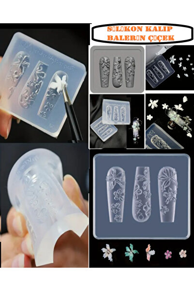 SİNKA Silikon Tırnak Kalıbı 3'Lü Balerin Çiçekli Model