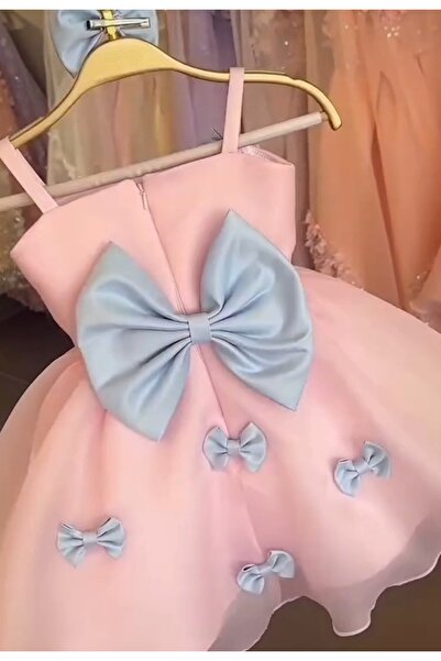 prenses tasarım atolyesi Pembe fiyonklu mini elbise