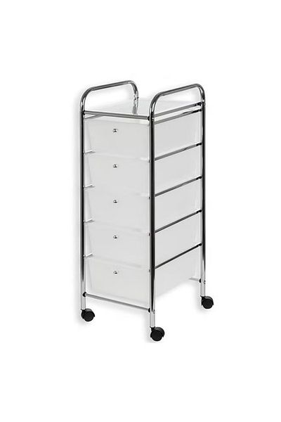 Cady One Rolling storage cart with 5 plastic drawers on wheels
