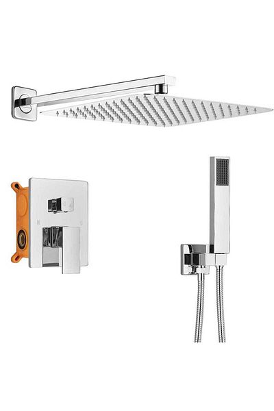 CasaVie Set de dus cu para patrata de 40 cm, cu 2 functii de curgere a apei, cod 1168