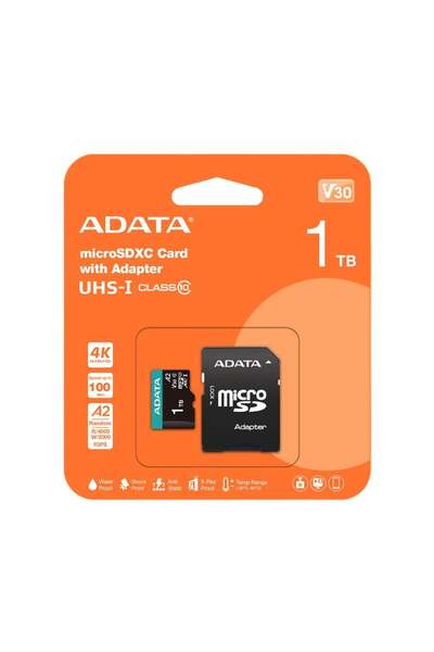 Adata Premier Pro 1 TB 4K Micro SD Hafıza Kartı (100MB/sn-85MB/sn)