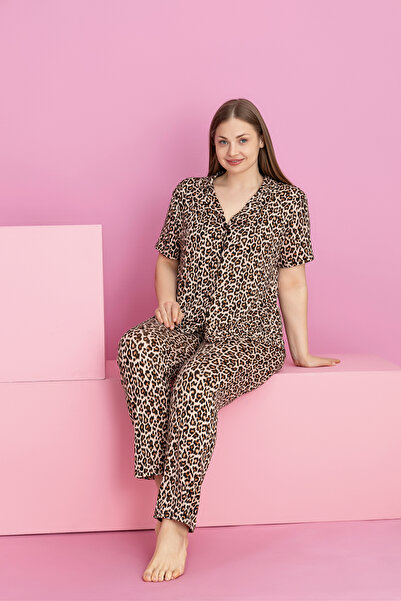 rindahomewear Plus Size Mi̇lan Buttoned Pajama Set